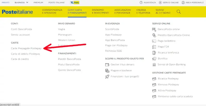 Richiedi una carta prepagata postepay