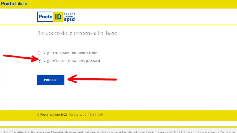 Reset password poste id poste italiane