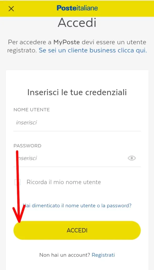 fai l'accesso al sito poste per scaricare giacenza e saldo