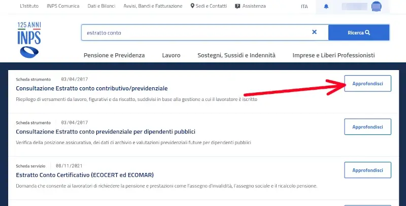 approfondisci consultazione estratto conto contributivo previdenziale