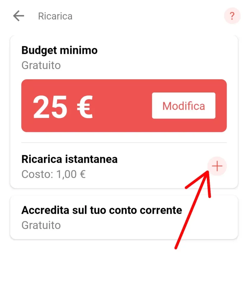 Fare una ricarica istantanea a satispay