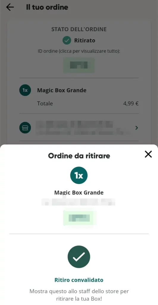 Trascina la barra per convalidare il tuo ritiro del cibo invenduto