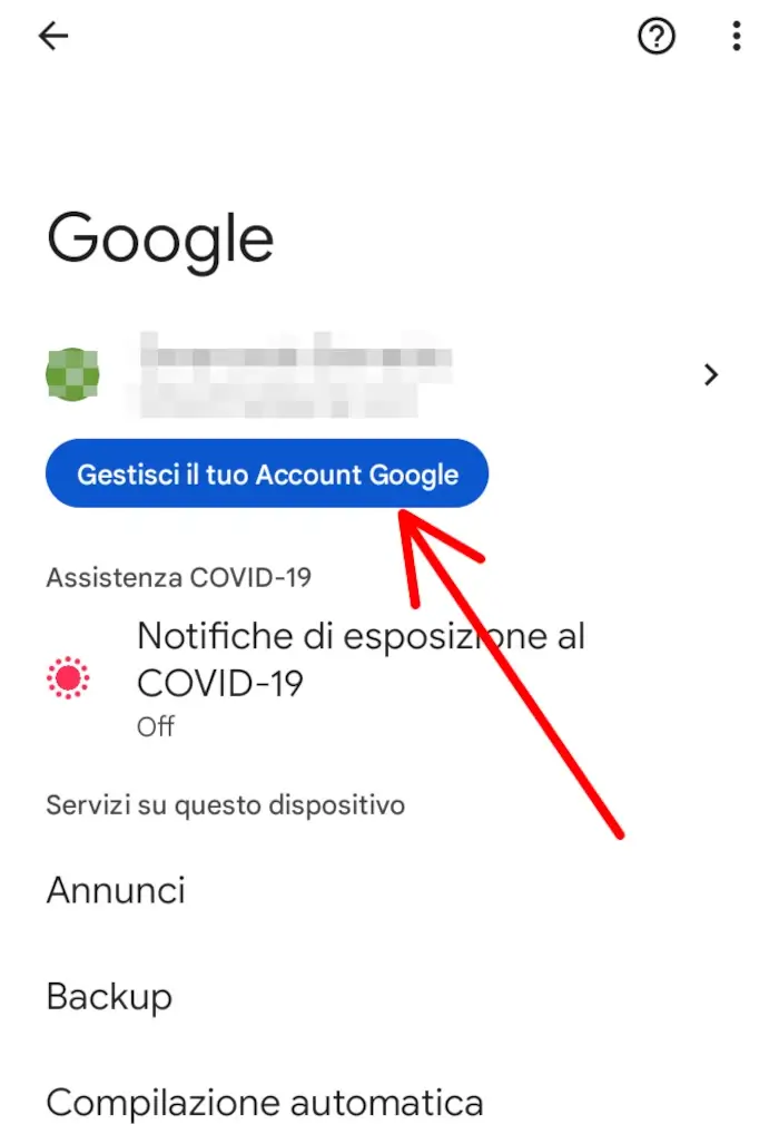 Gestisci il tuo account google dal telefono