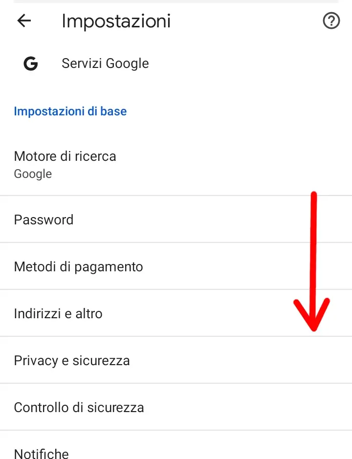 Cerca tra le impostazioni le impostazioni sito per gestire i cookie