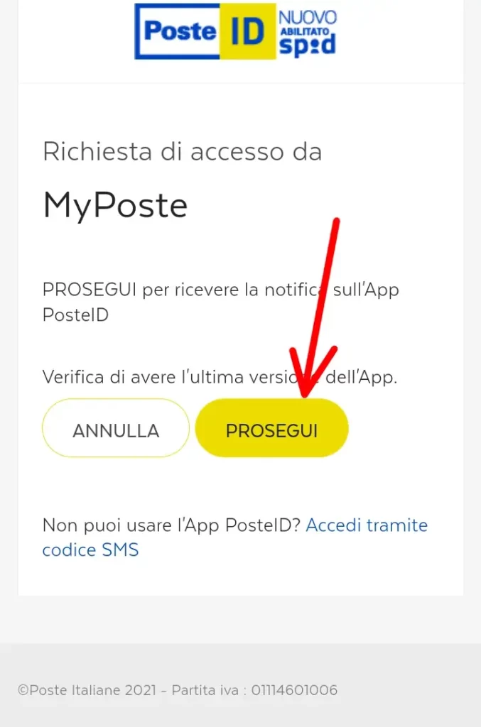 Effettua la procedura di sicurezza per accedere al sito delle poste