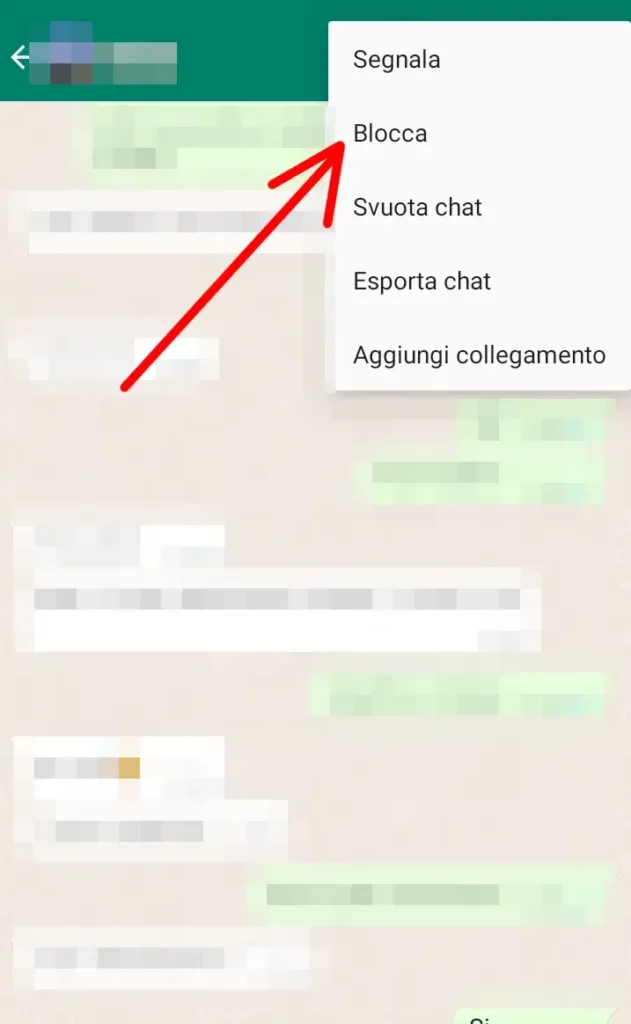 Clicca su blocca per bloccare il contatto