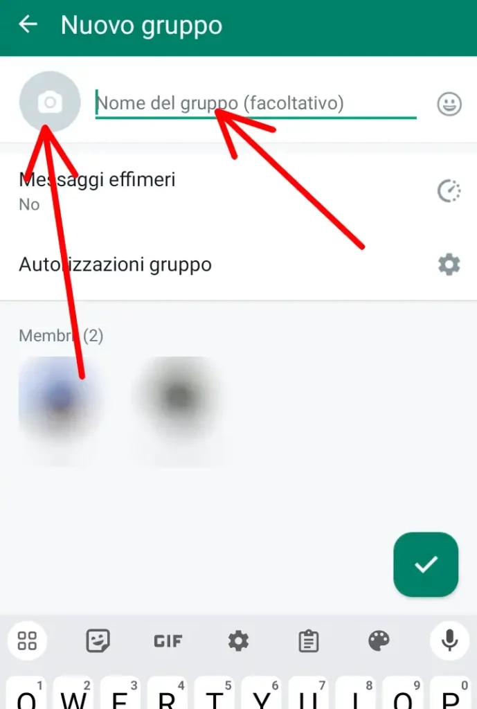 Inserisci il nome del gruppo whatsapp