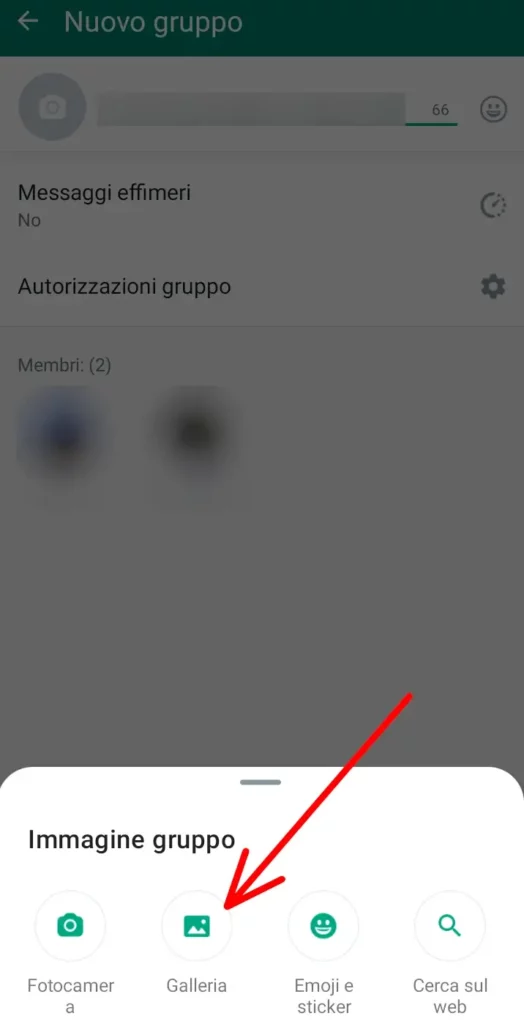 Inserisci l'immagine del gruppo whatsapp