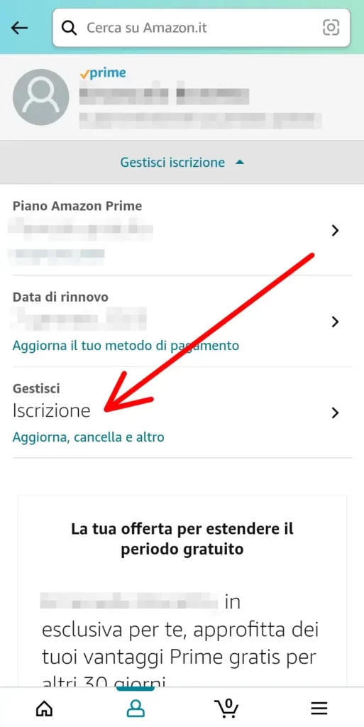 Gestisci iscrizione amazon prima aggiorna, cancella e altro