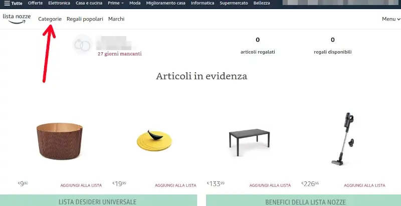 Clicca su categorie per cercare tra i prodotti amazon