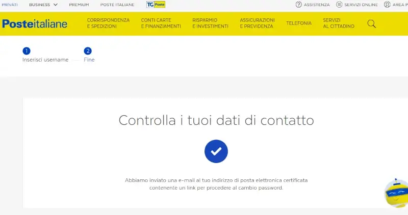 Devi ricevere una mail con le istruzioni per recuperare la password