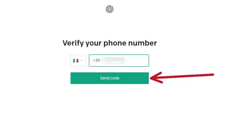 Inserisci il numero di telefono per confermare la registrazione a chat gpt