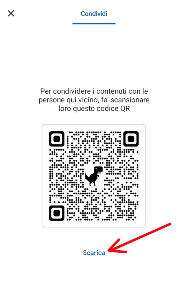 Scarica il QR sul tuo dispositivo come immagine