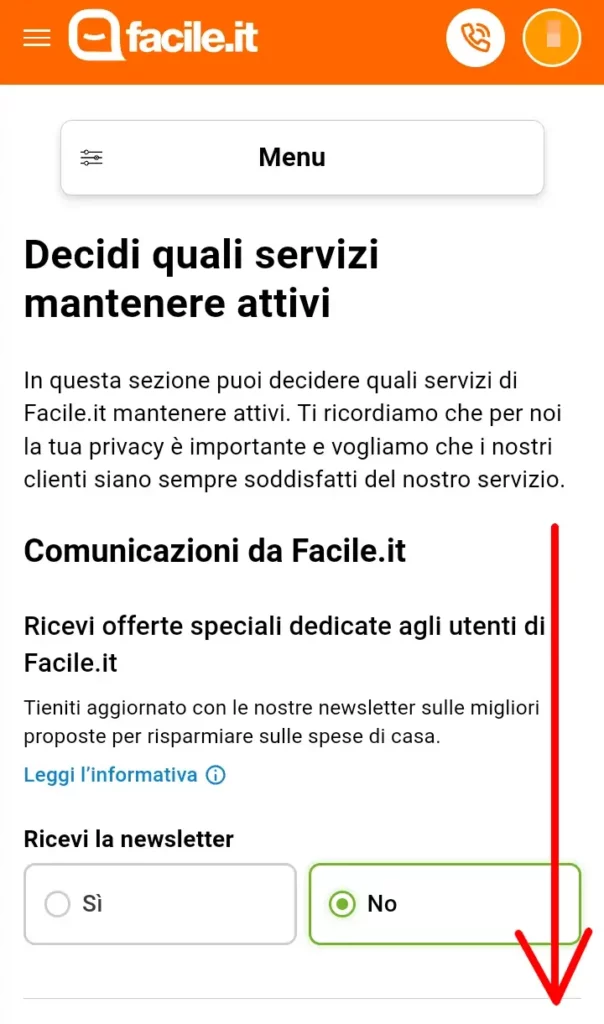 Puoi disattivare i preventivi o procedere per cancellarsi