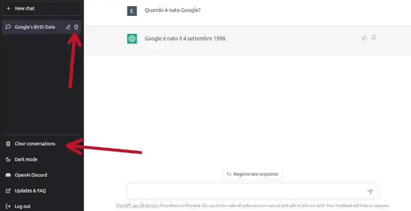 Puoi visualizzare e riprendere le vecchie conversazioni con chat gpt