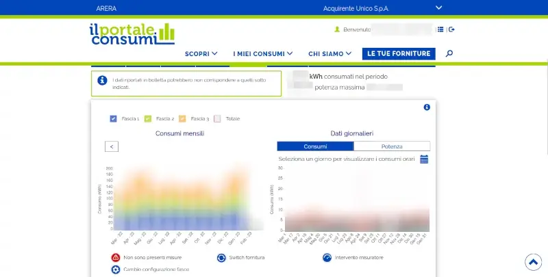 Puoi scaricare i dati del tuo consumo reale di luce e gas