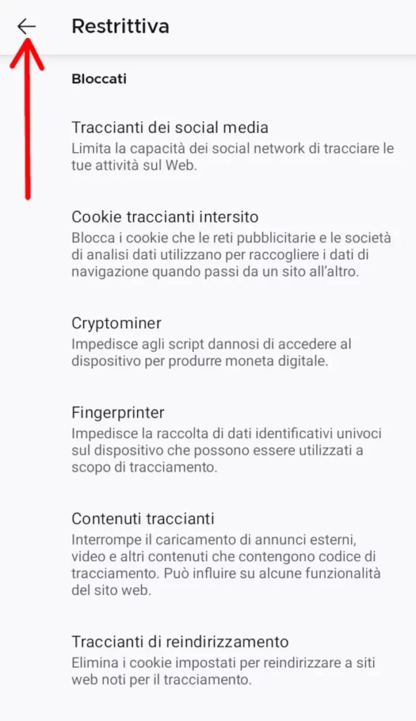 Ci sono vari livelli di sicurezza per i cookie di firefox su smartphone