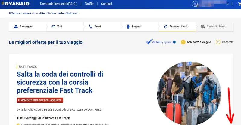 Puoi aggiungere altri servizi aggiuntivi come il fast track