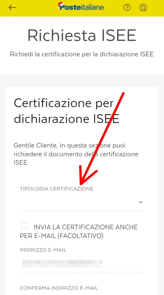 Scegli il tipo di certificazione isee per cui userai la giacenza e il saldo