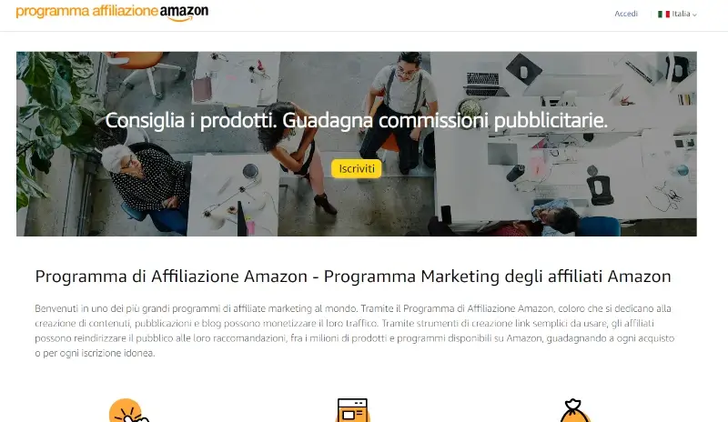 Affiliate marketing Amazon sponsorizzazione di prodotti