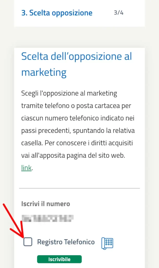 Iscrivi il numero di telefono o anche l'indirizzo civico per bloccare lo spam