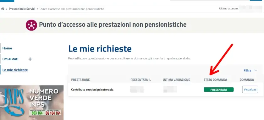 Verifica lo stato della domanda