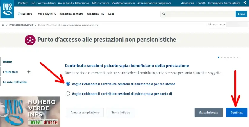 procedura inps richiesta bonus psicologo