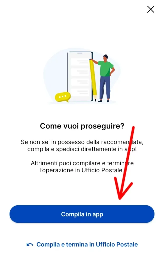 Compila in app poste italiane per compilare i dati direttamente online
