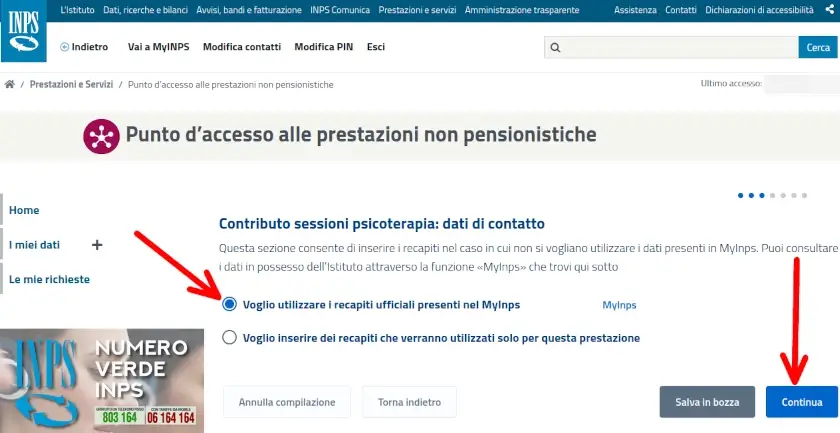 I recapiti da utilizzare per le comunicazioni riguardanti la misura inps