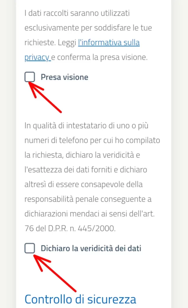 accetta le condizioni di servizio per bloccare lo spam