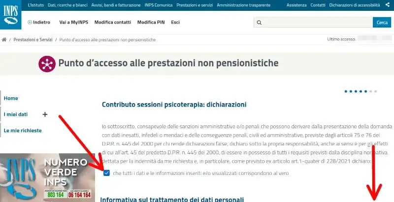 Contributo sessioni di psicoterapia, domanda online