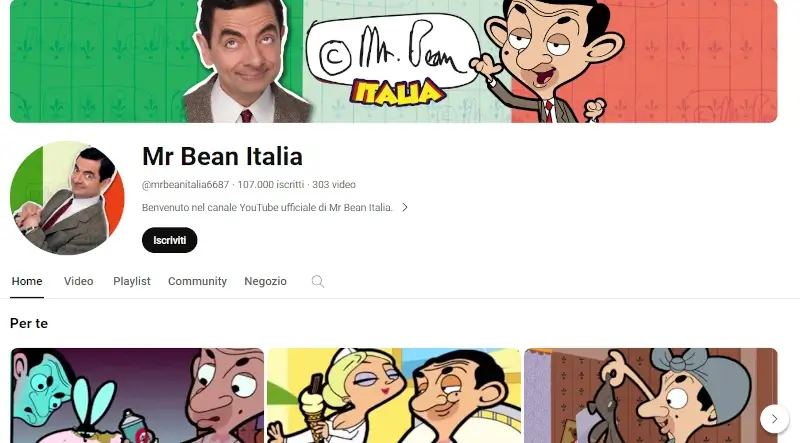 Guarda mr. bean online su youtube canale Mr. Bean Italia 