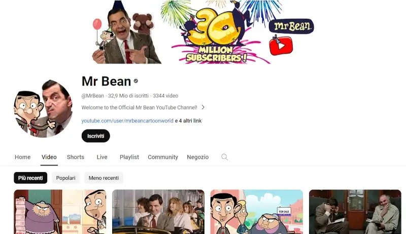 Guardare gratis Mr. Bean sul canale youtube ufficiale