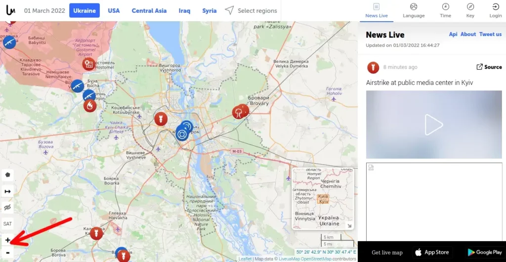 Puoi usare la mappa interattiva per seguire in diretta la guerra