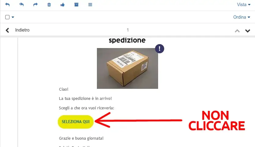 Truffa email spedizione in arrivo Poste Italiane