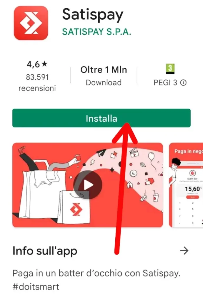 Prima di iscriversi installa l'app ufficiale Satispay