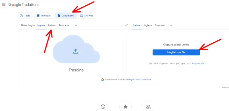 Tradurre un documento online dal computer tramite Google Translate