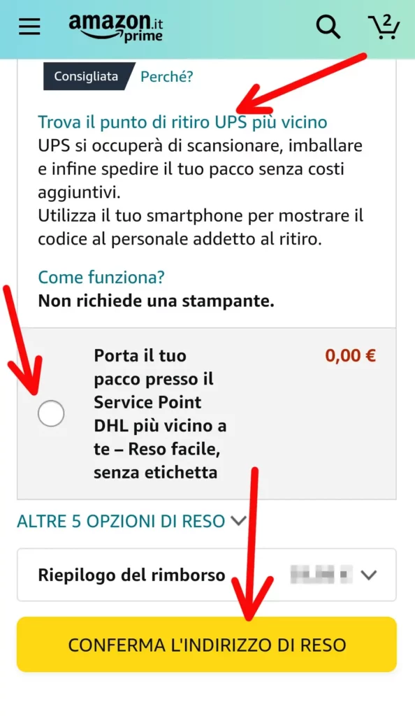 Scegli il punto di ritiro per effettuare la spedizione ad amazon