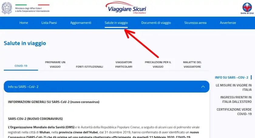 Salute in viaggio per sapere le informazioni sulla situazione sanitaria