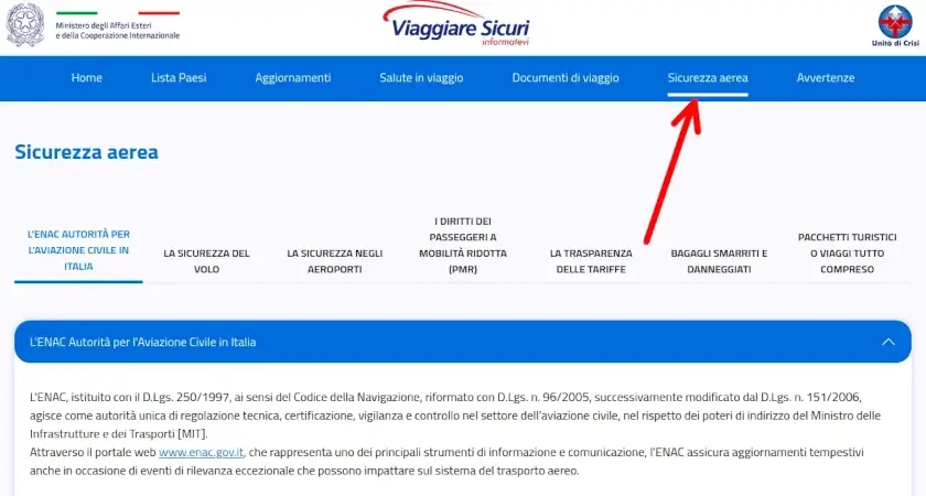 Verificare la sicurezza e lo stato del trasporto aereo nella nazione