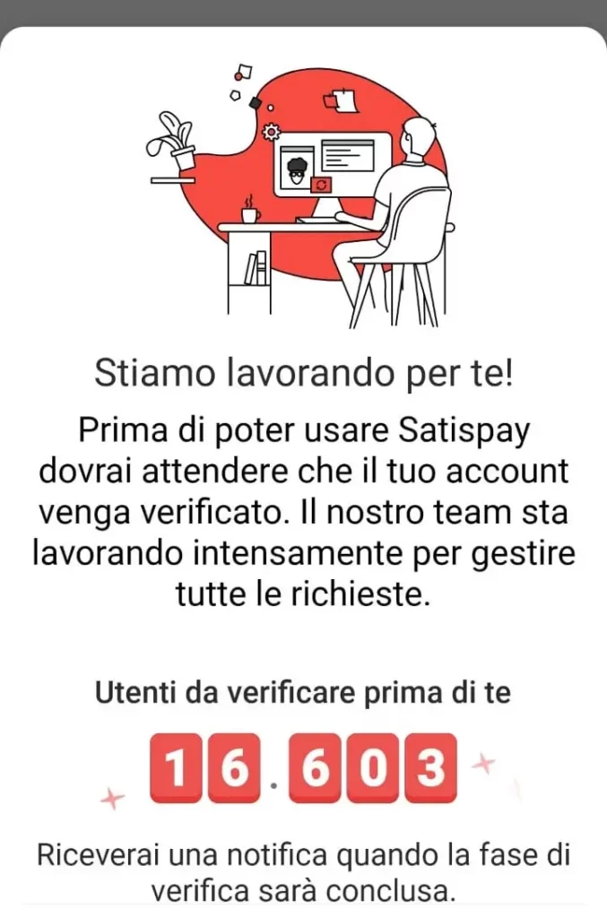 Attendi che il tuo account venga verificato