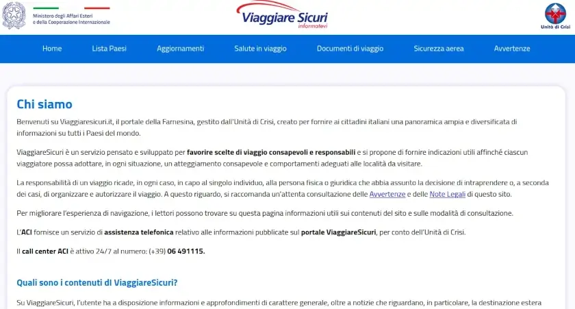 Viaggiare sicuri è un servizio emesso dalla farnesina per viaggiare informati