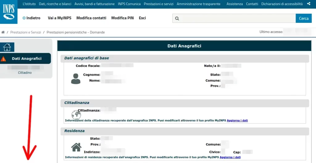 verifica i dati anagrafici inseriti per inviare la domanda di variazione coordinate