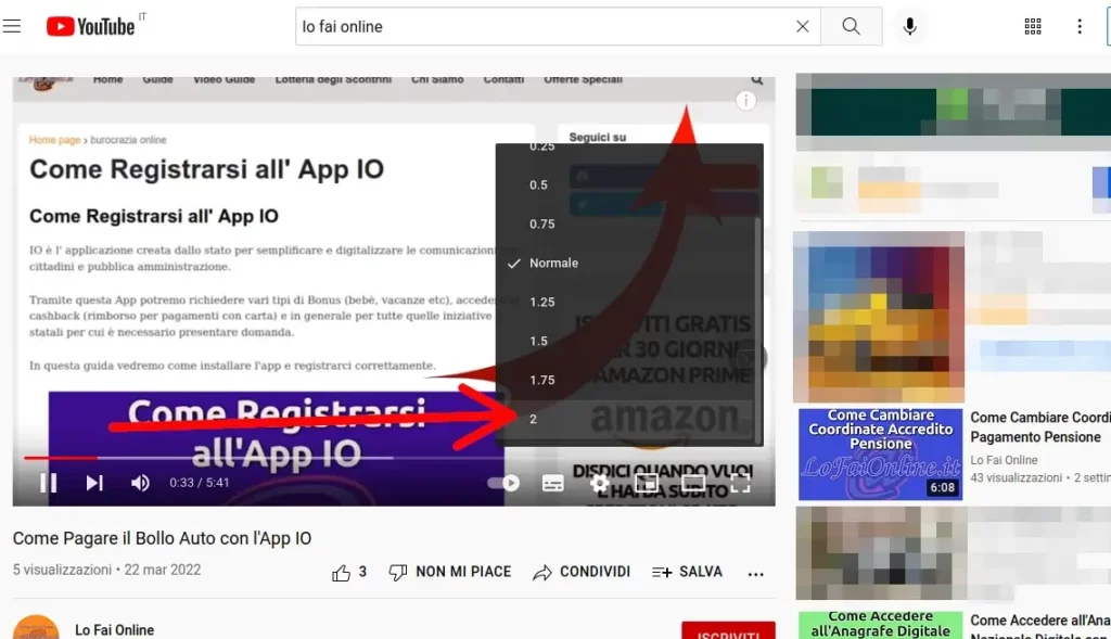 Puoi scegliere la velocità per rallentare o velocizzare un video su YouTube