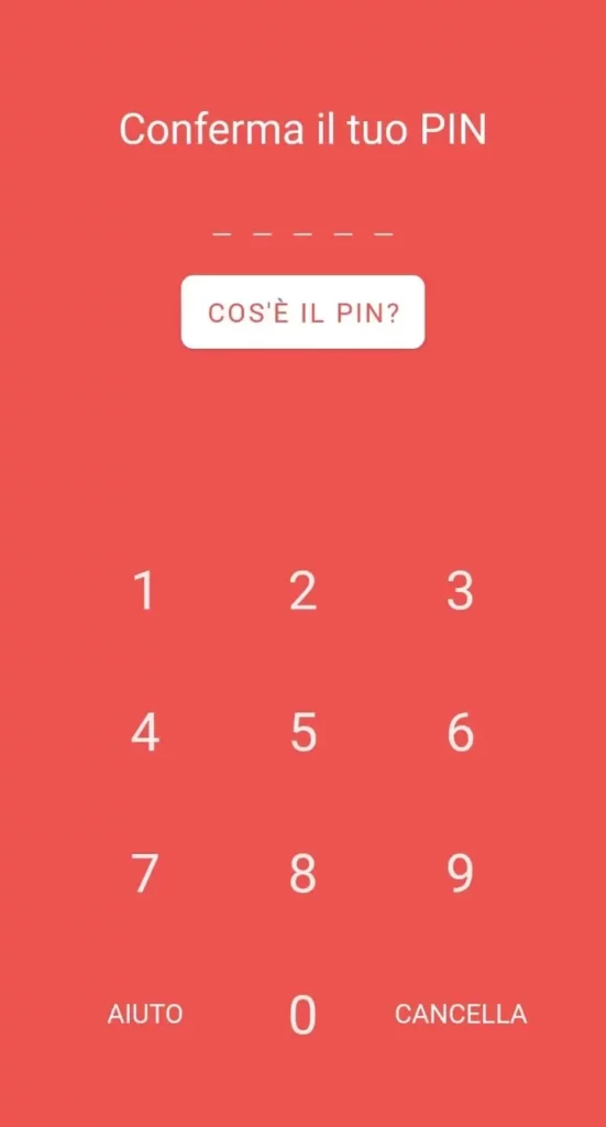 Scegli un Pin per aprire e sbloccare l'app Satispay