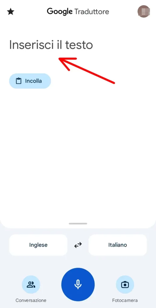 Inserisci il testo per tradurre qualsiasi lingua da app