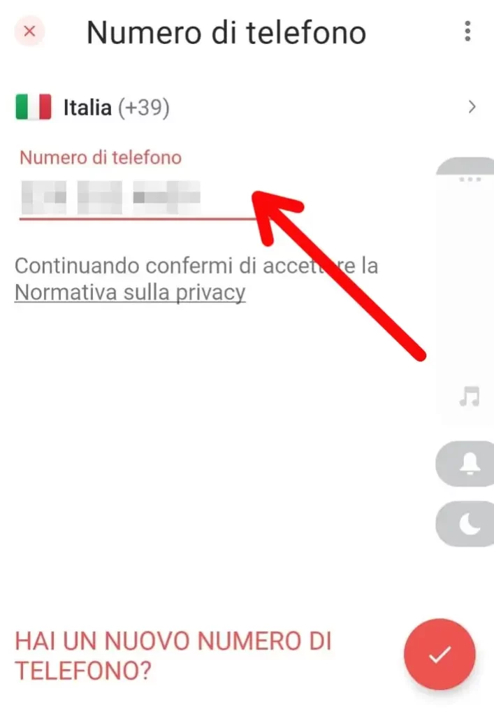 Inserisci il tuo numero di telefono per registrarti a Satispay