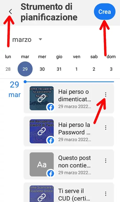 Pianifica post o storie per la tua pagina Facebook