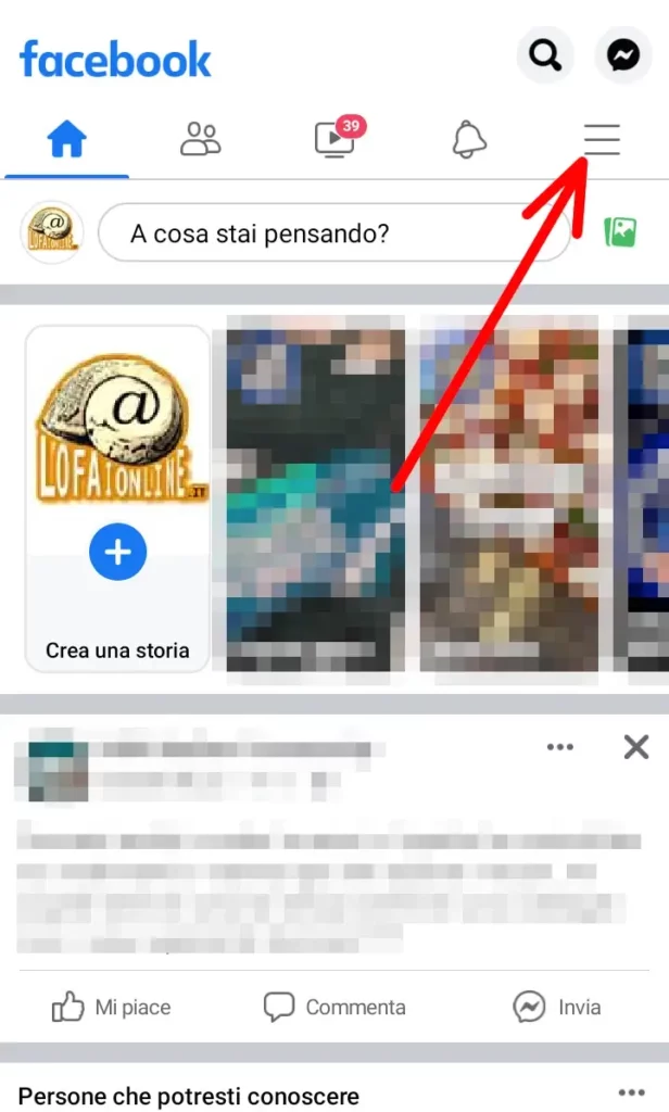 Dall'app sullo smartphone clicca sulle tre linee in alto a destra