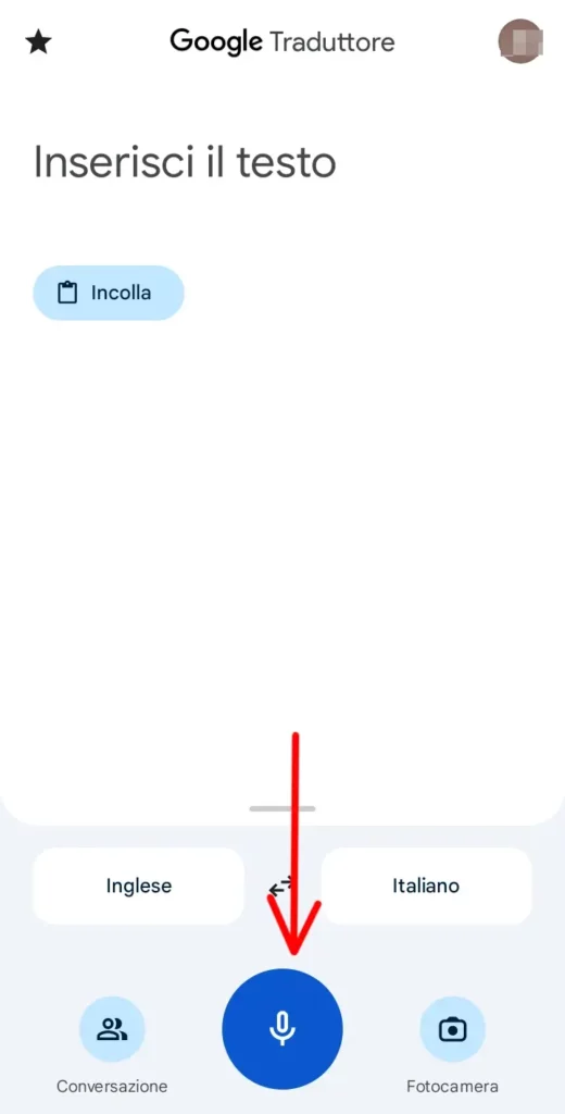 Usa il microfono per tradurre l'audio